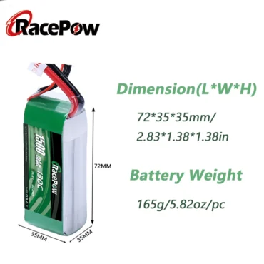 LiPo Battery with XT60 Connector 1500mAh 14.8V 4S 130C RacePow